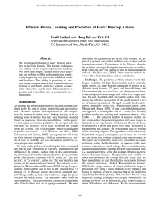 Efﬁcient Online Learning and Prediction of Users’ Desktop Actions