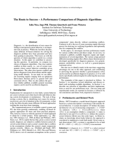 The Route to Success – A Performance Comparison of Diagnosis...