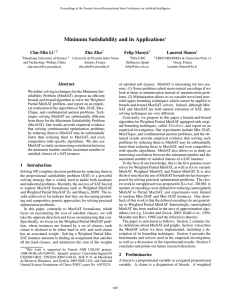 Minimum Satisﬁability and its Applications Chu-Min Li Zhu Zhu Felip Many`a