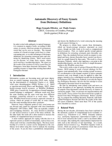 Automatic Discovery of Fuzzy Synsets from Dictionary Deﬁnitions