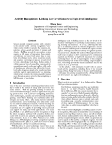 Activity Recognition: Linking Low-level Sensors to High-level Intelligence
