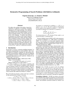 Declarative Programming of Search Problems with Built-in Arithmetic Simon Fraser University