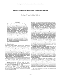 Sample Complexity of Risk-Averse Bandit-Arm Selection Jia Yuan Yu and Evdokia Nikolova Abstract