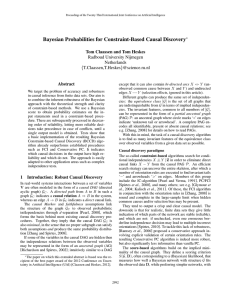 Bayesian Probabilities for Constraint-Based Causal Discovery Tom Claassen and Tom Heskes Netherlands