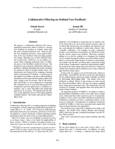 Collaborative Filtering on Ordinal User Feedback Yehuda Koren Joseph Sill Google