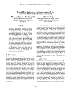 Probabilistic Equivalence Veriﬁcation Approach for Automatic Mathematical Solution Assessment