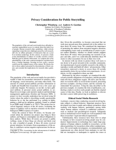 Privacy Considerations for Public Storytelling Christopher Wienberg and Andrew S. Gordon