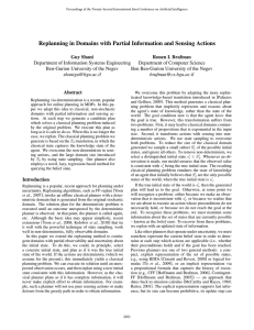 Replanning in Domains with Partial Information and Sensing Actions