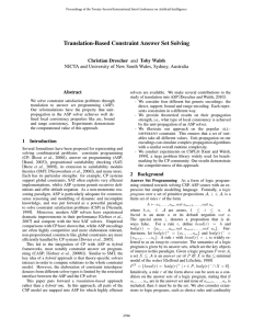 Translation-Based Constraint Answer Set Solving Christian Drescher and Toby Walsh Abstract