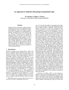 An Approach to Abductive Reasoning in Equational Logic Abstract