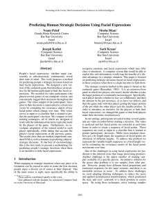 Predicting Human Strategic Decisions Using Facial Expressions Noam Peled Moshe Bitan