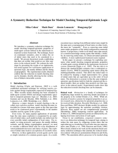 A Symmetry Reduction Technique for Model Checking Temporal-Epistemic Logic Mika Cohen