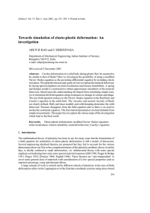 Towards simulation of elasto-plastic deformation: An investigation