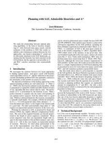 Planning with SAT, Admissible Heuristics and A* Jussi Rintanen Abstract