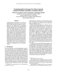 Evaluating Indirect Strategies for Chinese–Spanish Statistical Machine Translation: Extended Abstract