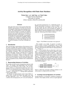Activity Recognition with Finite State Machines Computer Science Department University of Arizona