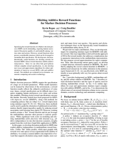 Eliciting Additive Reward Functions for Markov Decision Processes Department of Computer Science