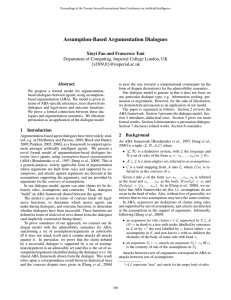 Assumption-Based Argumentation Dialogues Xiuyi Fan and Francesca Toni Abstract