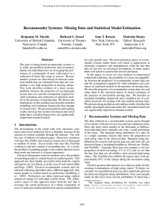 Recommender Systems: Missing Data and Statistical Model Estimation