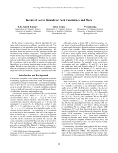 Incorrect Lower Bounds for Path Consistency and More Liron Cohen Sven Koenig