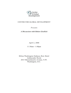 CENTER FOR GLOBAL DEVELOPMENT April 2, 2008 11:30am—1:00pm