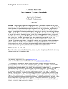 Contract Teachers: Experimental Evidence from India Karthik Muralidharan