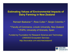 Estimating Values of Environmental Impacts of Dairy Farming in New Zealand