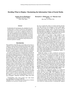 Deciding What to Display: Maximizing the Information Value of Social... Sandra Servia-Rodr´ıguez Bernardo A. Huberman and Sitaram Asur