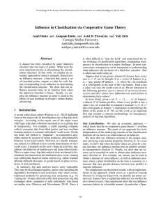 Influence in Classification via Cooperative Game Theory