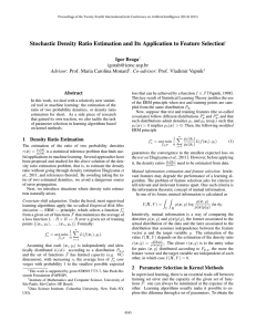 Stochastic Density Ratio Estimation and Its Application to Feature Selection
