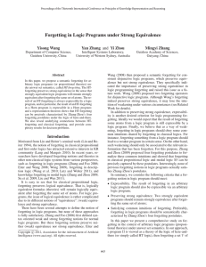 Forgetting in Logic Programs under Strong Equivalence Yisong Wang Mingyi Zhang
