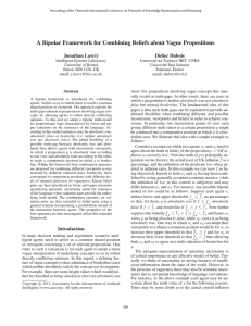 A Bipolar Framework for Combining Beliefs about Vague Propositions Jonathan Lawry