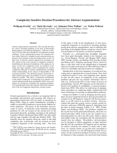 Complexity-Sensitive Decision Procedures for Abstract Argumentation Wolfgang Dvoˇr´ak and Matti J¨arvisalo