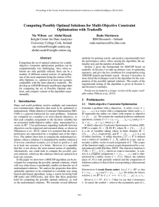 Computing Possibly Optimal Solutions for Multi-Objective Constraint Optimisation with Tradeoffs