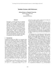 Modular Systems with Preferences Alireza Ensan and Eugenia Ternovska Simon Fraser University Canada
