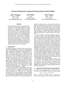 Structural Results for Cooperative Decentralized Control Models