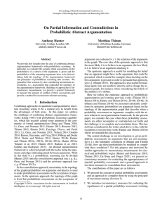 On Partial Information and Contradictions in Probabilistic Abstract Argumentation Anthony Hunter Matthias Thimm