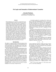 On Logics and Semantics of Indeterminate Causation Alexander Bochman