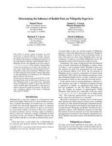 Determining the Inﬂuence of Reddit Posts on Wikipedia Pageviews Daniel Moyer