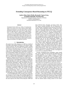 Extending Consequence-Based Reasoning to SRIQ Andrew Bate, Boris Motik, Bernardo Cuenca Grau,