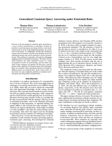 Generalized Consistent Query Answering under Existential Rules Thomas Eiter Thomas Lukasiewicz Livia Predoiu