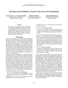 Reasoning about Truthfulness of Agents Using Answer Set Programming Michael Gelfond