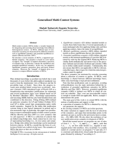 Generalized Multi-Context Systems Shahab Tasharrofi, Eugenia Ternovska