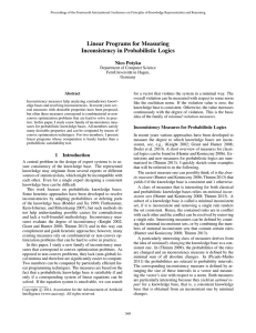 Linear Programs for Measuring Inconsistency in Probabilistic Logics Nico Potyka