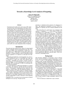 Towards a Knowledge Level Analysis of Forgetting James P. Delgrande