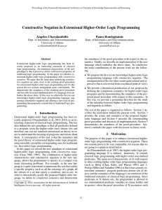 Constructive Negation in Extensional Higher-Order Logic Programming Angelos Charalambidis Panos Rondogiannis