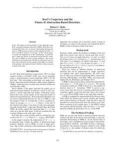 Korf’s Conjecture and the Future of Abstraction-Based Heuristics Robert C. Holte