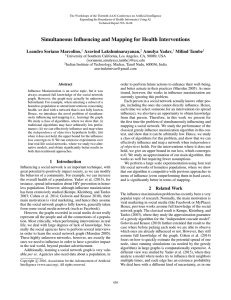 Simultaneous Influencing and Mapping for Health Interventions Leandro Soriano Marcolino, Aravind Lakshminarayanan,