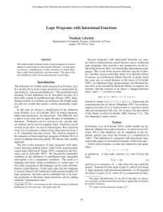 Logic Programs with Intensional Functions Vladimir Lifschitz