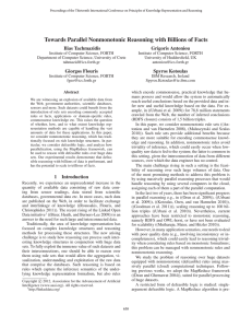 Towards Parallel Nonmonotonic Reasoning with Billions of Facts Ilias Tachmazidis Grigoris Antoniou